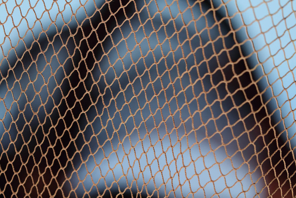 Enfoque y desenfoque de redes de pesca, boyas y aparejos, fotografía de texturas marinas - Foto, Imagen