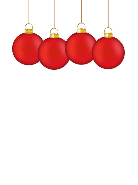 Karácsonyi Ünnepi labdák elszigetelt fehér háttérben.Boldog új évet 2021! Függőleges illusztráció.Másolja a helyet a szöveges - Fotó, kép