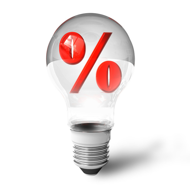 Percent symbol in lightbulb - Photo, Image