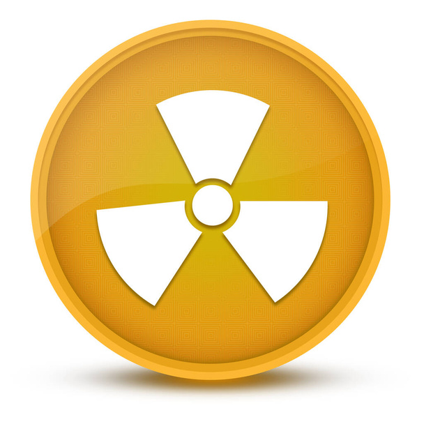 Radiation luxurious glossy yellow round button abstract illustration - Photo, Image