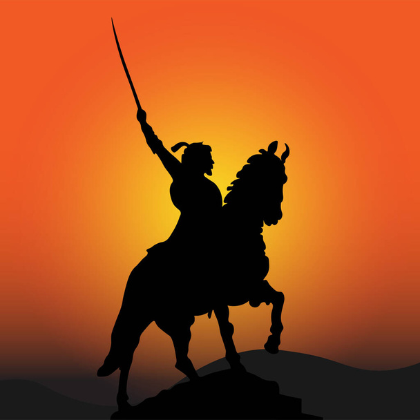 ilustración de chhatrapati shivaji maharaj jayanti. fondo del atardecer o del amanecer. Ilustración vectorial. - Vector, Imagen