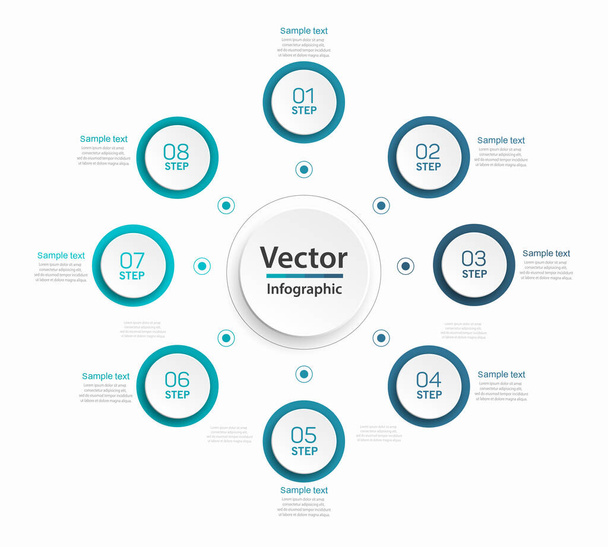 Creative concept for infographic diagram with 8 steps, options, parts or processes. Vector business template for presentation  - Vetor, Imagem