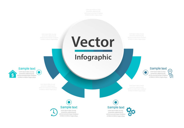 Modern vector  infographic template with 4 steps for business.  Can be used for workflow layout, diagram, annual report, web design  - Вектор,изображение
