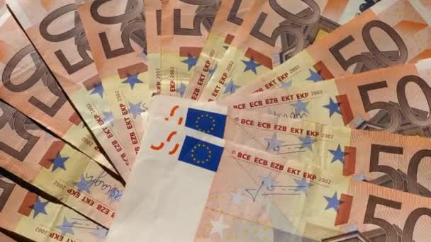 50 Euro bankovky peníze (EUR), měna Evropské unie - Záběry, video