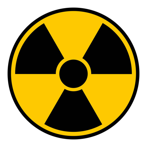 Segnale di pericolo radioattivo. Illustrazione vettoriale icona isolata nera e gialla. - Vettoriali, immagini