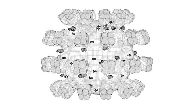 3d иллюстрация инфекционных вирусов и бактерий в стиле кадр проволоки.Коронавирус COVID-19 - Фото, изображение