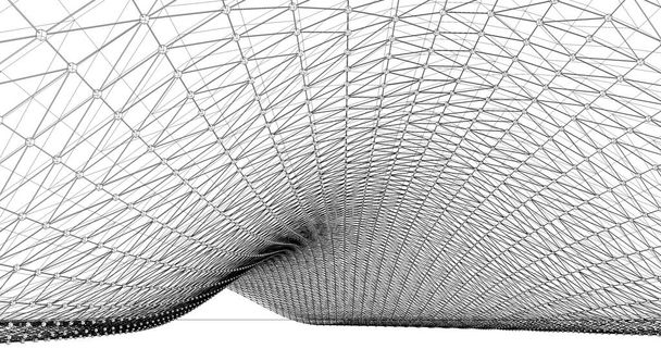 Malha ou rede com linhas e formas geométricas detail.3d ilustração no estilo armação de ar.Abstract fundo da tecnologia e da ciência. - Foto, Imagem