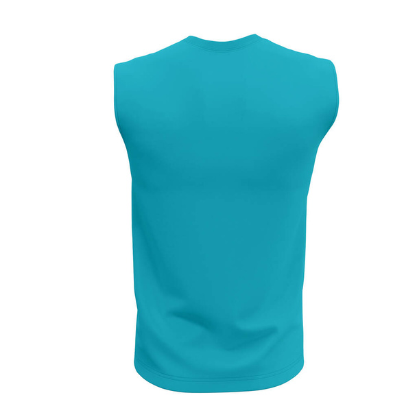 Platzieren Sie einfach Ihr Design auf diesem Rückenansicht Muscle Tank Top Mock Up In Scuba Blue Color For Men und Ihre Produkte sind bereit zu gehen. - Foto, Bild