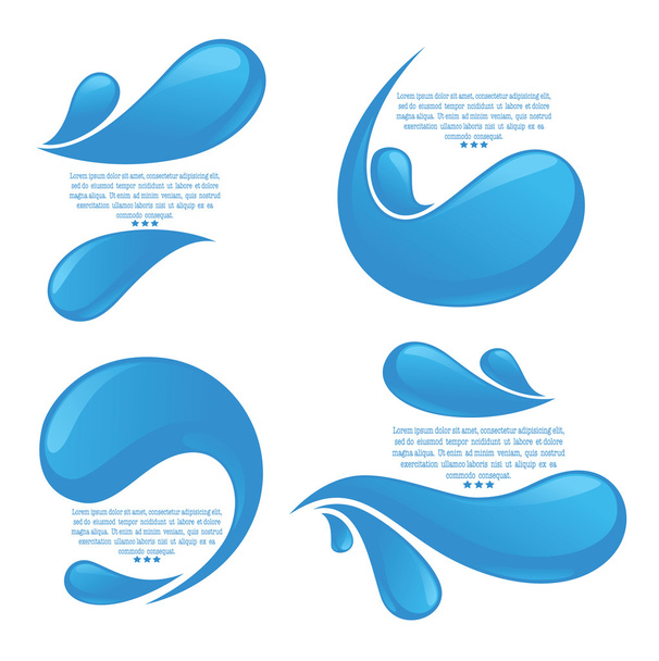 Pegatinas de agua azul, marcos y símbolos
 - Vector, Imagen