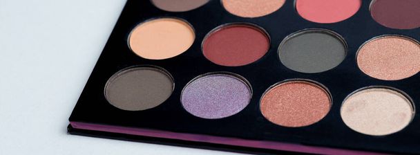Colorful eye shadows palette. Colorful make-up palette background. - Photo, Image