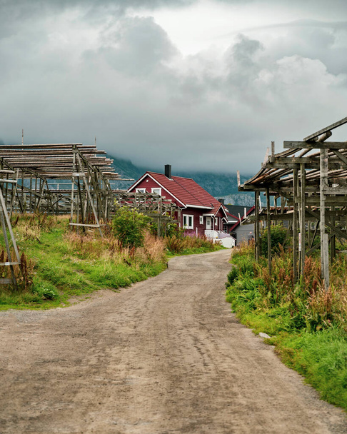 Little fishing village in Henningsver in Norway. - Φωτογραφία, εικόνα