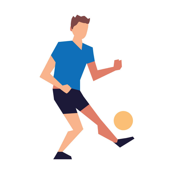 hombre jugando con fútbol pelota actividad deporte estilo de vida al aire libre - Vector, Imagen