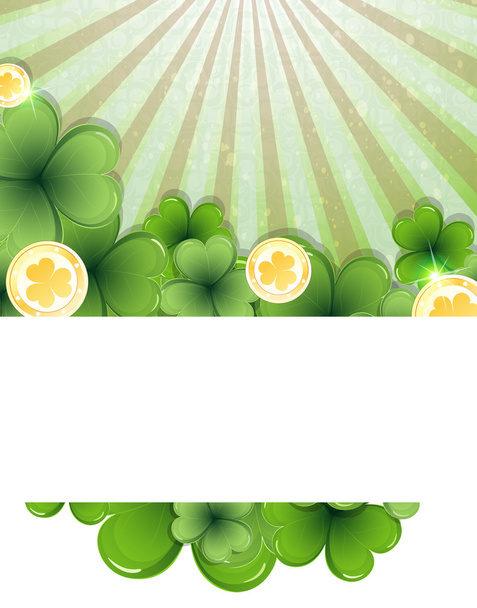 Gold coins and clover - Vector, afbeelding