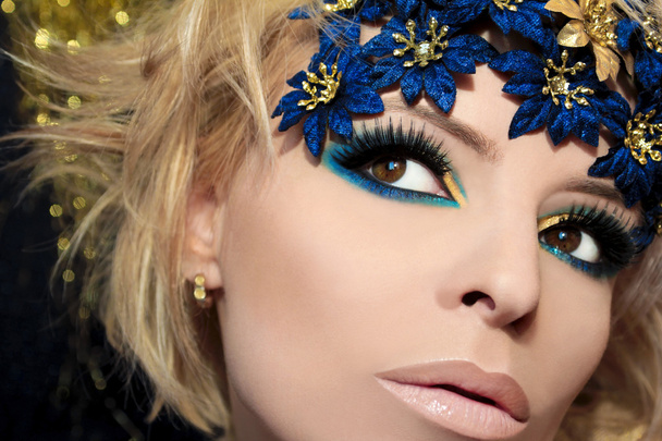 Luxurious blue makeup. - Φωτογραφία, εικόνα