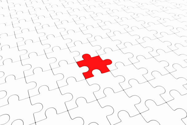 Jigsaw puzzle piece. One piece that stands out - Foto, Bild