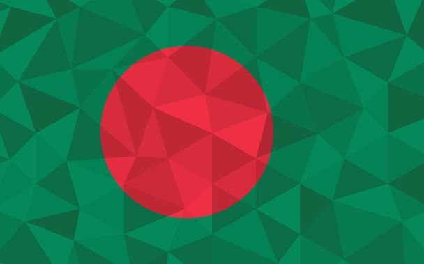 Χαμηλή πολυ σημαία Μπαγκλαντές διανυσματική απεικόνιση. Τριγωνική σημαία Bangalee γραφικό. Η σημαία της χώρας του Μπαγκλαντές είναι σύμβολο ανεξαρτησίας. - Διάνυσμα, εικόνα