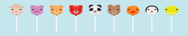 Tiere Cake Pops Cartoon-Ikone Design-Vorlage mit verschiedenen Modellen. Vektor-Illustration isoliert auf blauem Hintergrund - Vektor, Bild