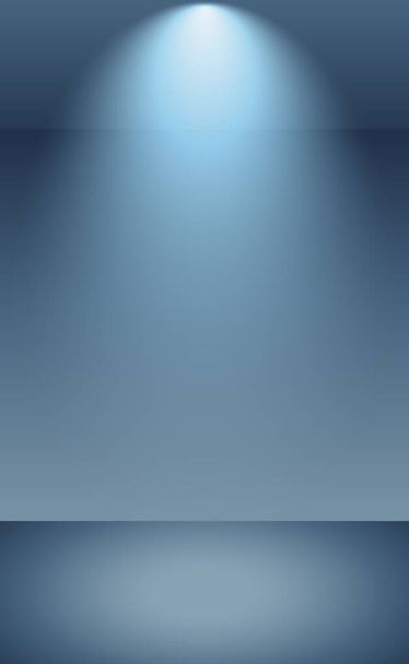 Синий панорамный студийный фон с белым светом - Вектор - Вектор,изображение