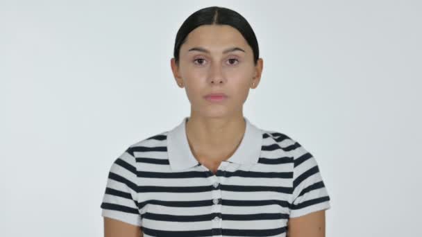 Upset Young Latin Woman Feeling Annoyed, White Background - Footage, Video