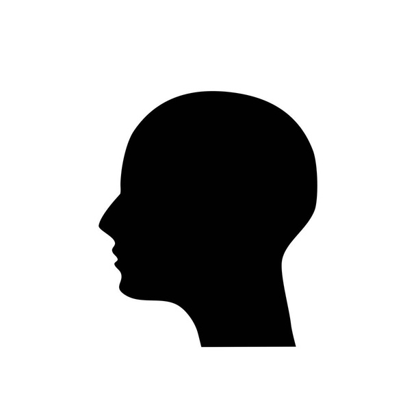 Beyaz arkaplanda izole edilmiş insan kafa profili siyah siluet vektör çizimi - Vektör, Görsel