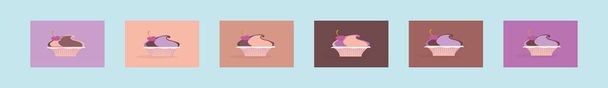 set of cakes cartoon icon design template with various models. vector illustration isolated on blue background - Vector, Image