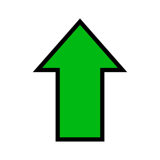 одна зеленая стрелка, восходящая стрелка зарегистрироваться изолированы на белый, знак стрелки в направлении - Вектор,изображение