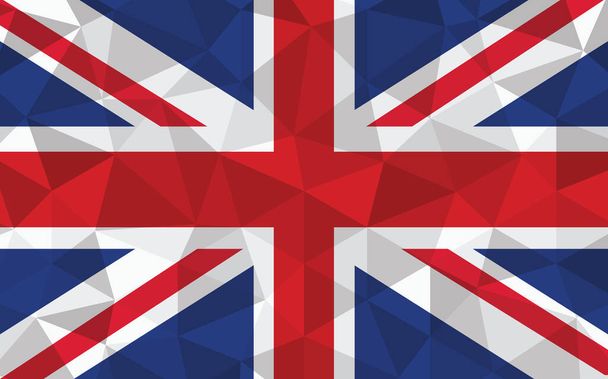 低ポリイギリス国旗ベクトルイラスト。英三角形の旗のグラフィック。イギリス国旗は独立の象徴です. - ベクター画像