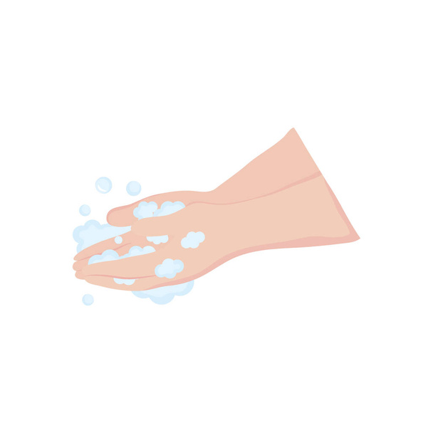 ruce s ikonou mýdlové pěny, plochý styl - Vektor, obrázek