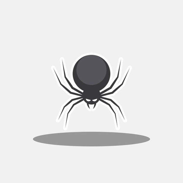 Halloween spider icon with glowing eyes, Halloween holiday. White stroke and shadow design. Isolated icon. Flat style vector illustration. - Vector, Image