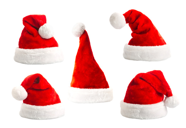 Set Weihnachtsmann Hut isoliert - Foto, Bild