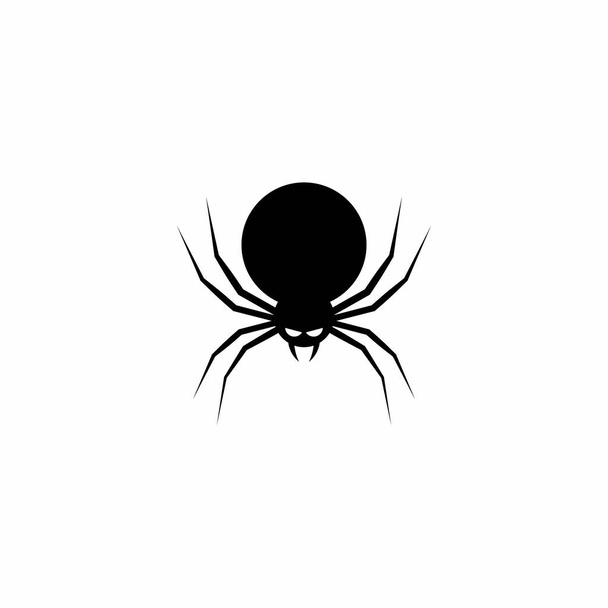 Хэллоуин икона паука с светящимися глазами, Хэллоуин праздник. Белый фон. Изолированная икона. Векторная иллюстрация плоского стиля. - Вектор,изображение