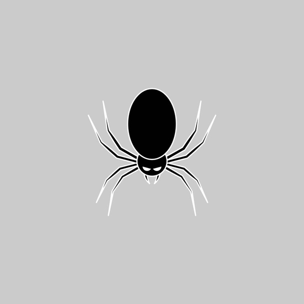 Icona del ragno di Halloween con occhi luccicanti, festa di Halloween. Design contorno bianco. Icona isolata. Illustrazione vettoriale in stile piatto. - Vettoriali, immagini