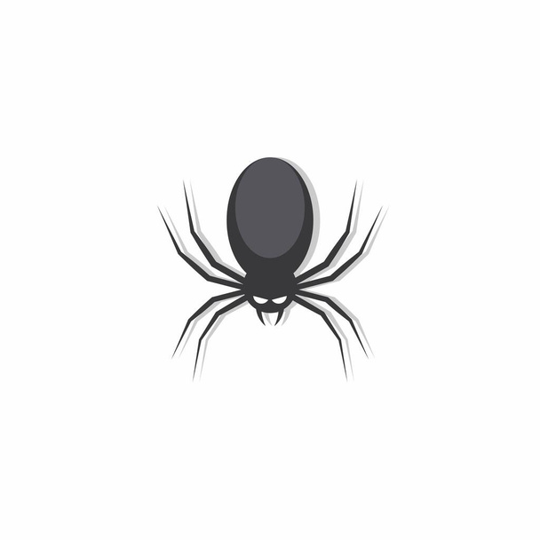 Halloween spider icon with glowing eyes, Halloween holiday. Shadow design. Isolated icon. Flat style vector illustration. - Vector, Image