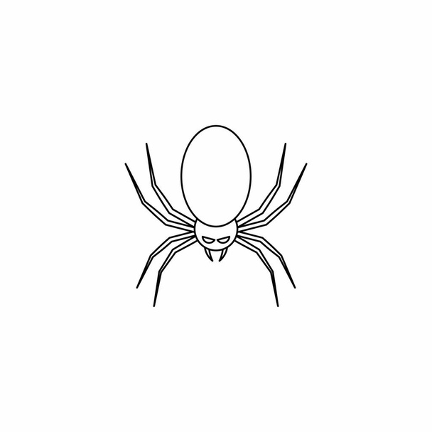 Хэллоуин икона паука с светящимися глазами, Хэллоуин праздник. Черный дизайн контура. Изолированная икона. Векторная иллюстрация плоского стиля. - Вектор,изображение