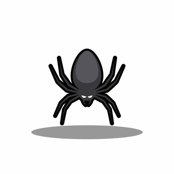 Halloween-Spinnensymbol mit leuchtenden Augen, Halloween-Feiertag. Schwarzer Strich und Schattendesign. Vereinzelte Symbole. Flache Vektor-Illustration. - Vektor, Bild