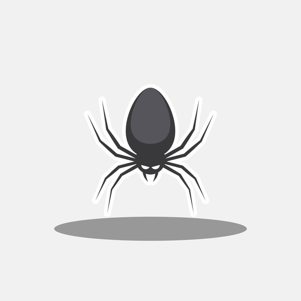 Icône d'araignée d'Halloween avec des yeux brillants, vacances d'Halloween. Coup blanc et design d'ombre. icône isolée. Illustration vectorielle de style plat. - Vecteur, image