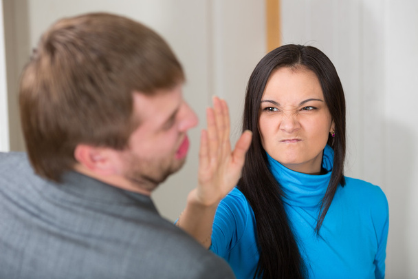 Woman about to slap her partner - Photo, Image