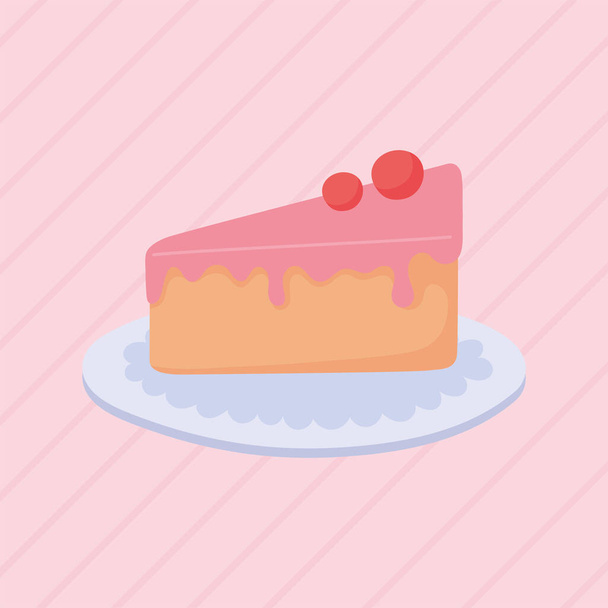 slice cake with fruit dessert and pastry snack - Vector, Image