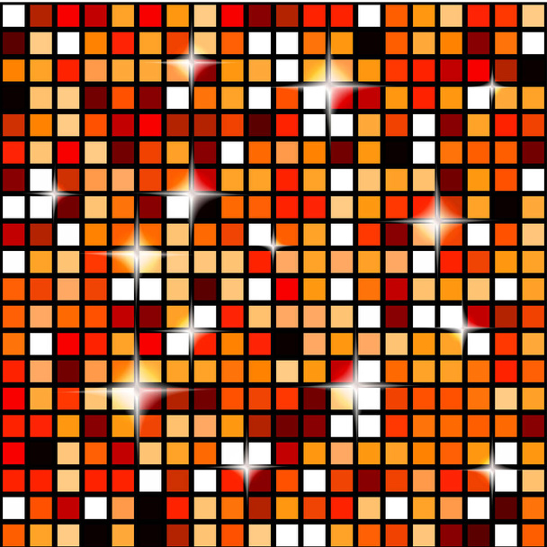 Disco lights seamless pattern. Orange mosaic shimmer background. Disco party parkle glitter backdrop. Disco ball seamless wallpaper. Illustration. - Photo, Image