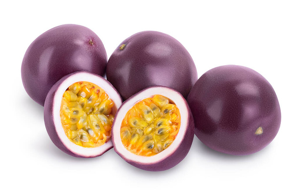 passion fruits and half isolated on white background. maracuya with clipping path and full depth of field - Photo, Image