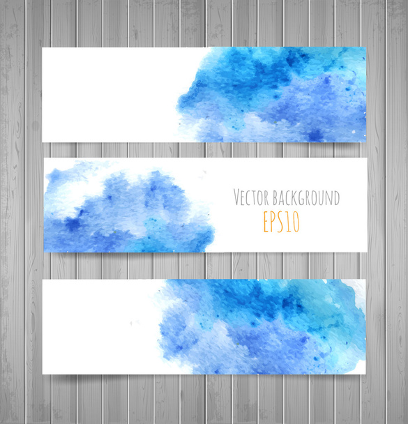 Three blue watercolor banners - Vector, Image