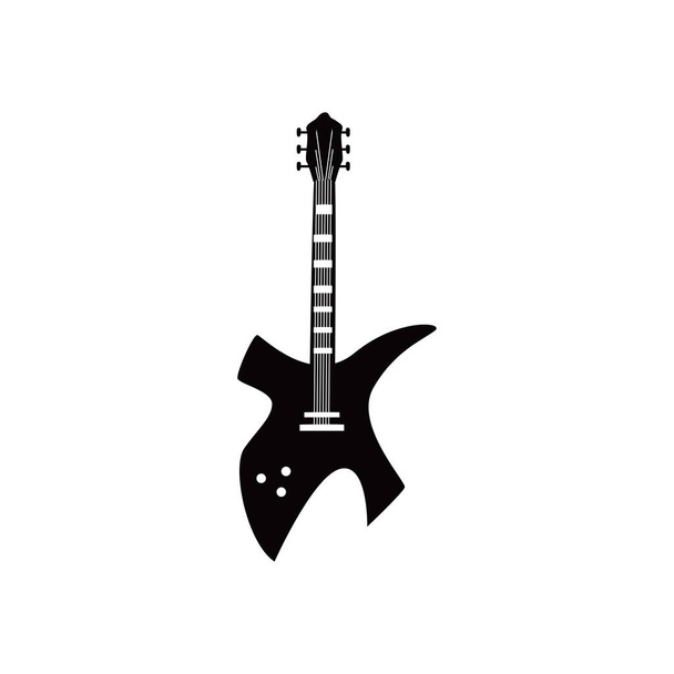 гітарний електричний інструмент чорно-білий стиль іконка векторний дизайн
 - Вектор, зображення