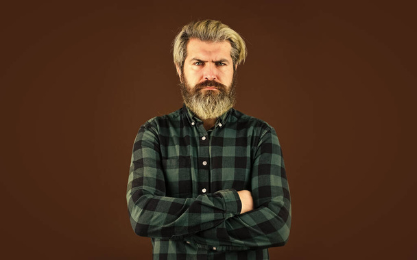 Male barber care. Bearded man dyed blonde hair. Hair and beard care. barbershop and hairdresser. Confident and handsome brutal man. Mature hipster with beard. brutal caucasian hipster with moustache - Fotó, kép