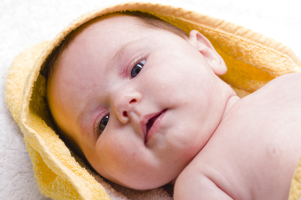 Close-up of sweet little newborn baby face - Photo, Image