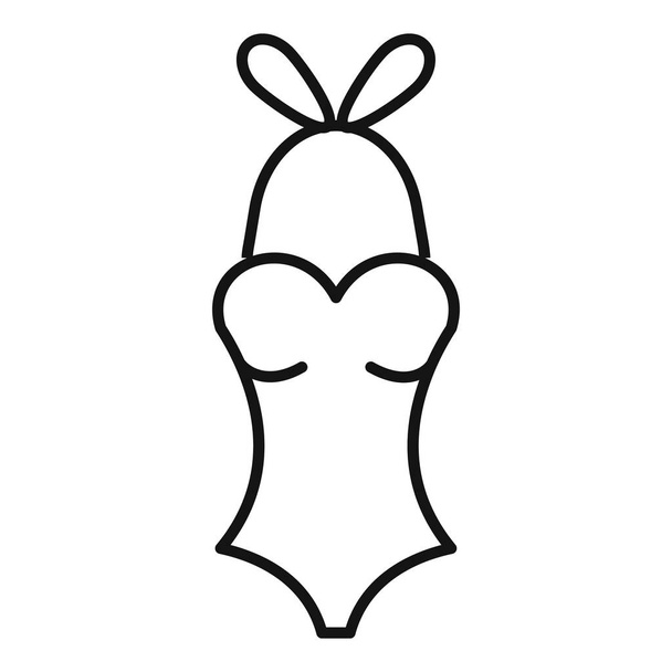 Beach girl swimsuit icon, outline style - Vetor, Imagem