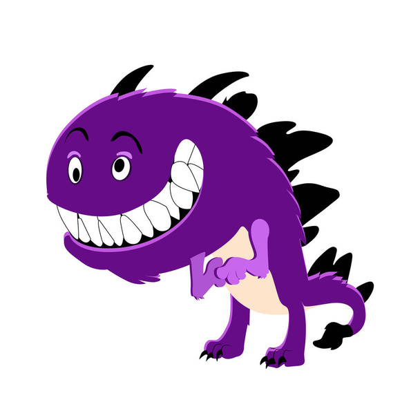 Purple cute monster smiling isolated on white background. Vector character scary alien, cartoon halloween goblin illustration - Vettoriali, immagini