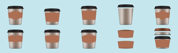 set di manica caffè icona modello di design con vari modelli. illustrazione vettoriale isolata su sfondo blu - Vettoriali, immagini