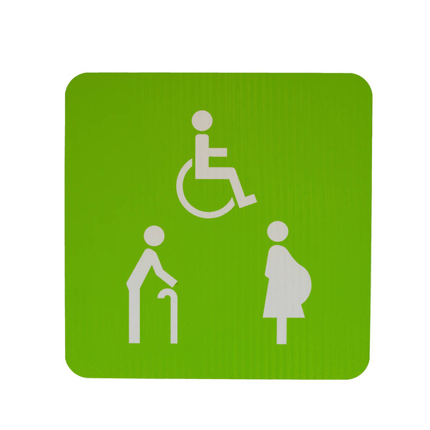 Ikon fogyatékkal élő személy, idősek, és a terhes nők zöld alapon. - Fotó, kép