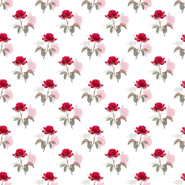 Elegant seamless pattern with rose flowers, design elements. Floral  pattern for invitations, cards, print, gift wrap, manufacturing, textile, fabric, wallpapers - Vetor, Imagem