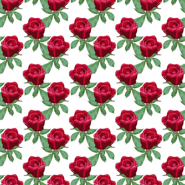 Elegant seamless pattern with rose flowers, design elements. Floral  pattern for invitations, cards, print, gift wrap, manufacturing, textile, fabric, wallpapers - Vector, Imagen